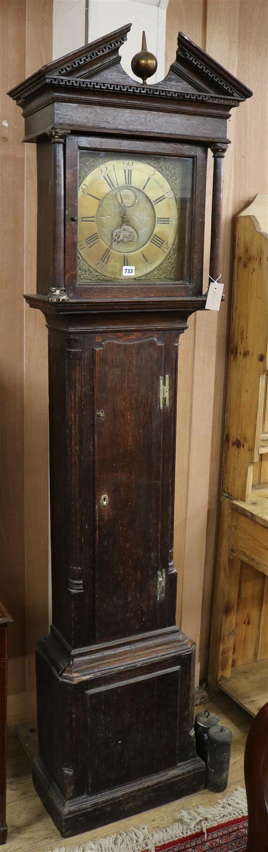 Boot of Sutton, no434. An oak thirty hour longcase clock height 210cm approx.